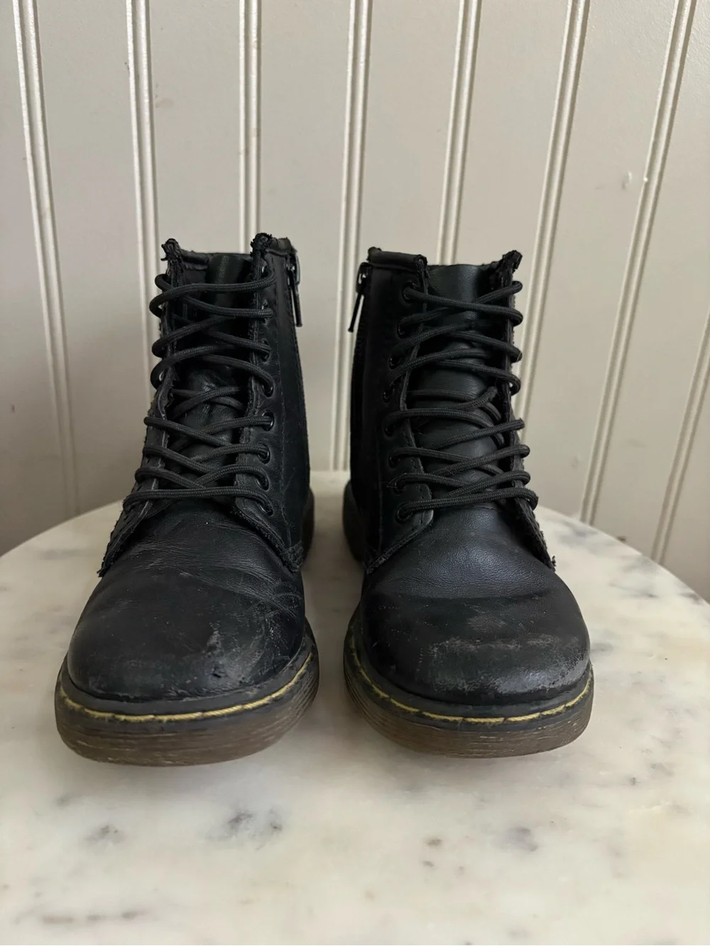 Dr Martens Kids Combat Boots Toddler 11 Black Zip Up Classic Punk Grunge Cool